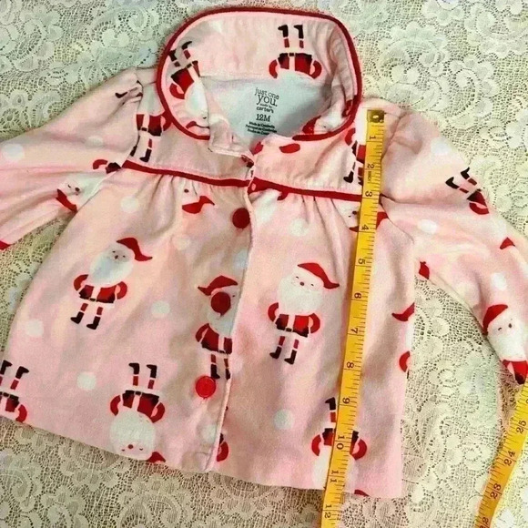 Carter’s Just For You Santa Christmas Pajamas 12 M Pink - Picture 5 of 8